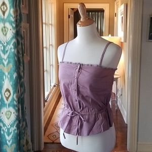 Gap button-down tank top with lace trim